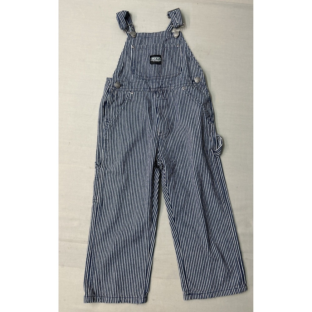 Key Striped Conductor Overalls Toddler 4T Hickory Stripe Bibs 224.49